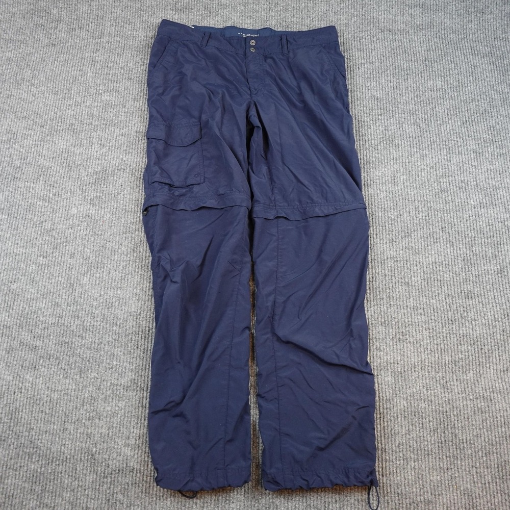 Columbia Omni-Shade Pants Womens 14 Blue Convertible Hiking PFG Zip Pockets